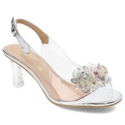 Srebrne Sandały S.Barski Eleganckie Buty Na Obcasie. Szare klapki damskie S.BARSKI, bez wzorów, eleganckie, bez obcasa, na obcasie. Za 139.00 zł.