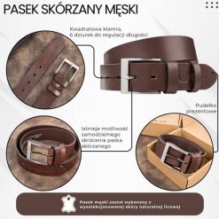 Pasek męski skórzany premium z klasyczną klamrą elegancki brązowy 100 cm Paolo Peruzzi PG-08-BR-100. Brązowe paski damskie bez wzorów, z jeansu, biznesowe. Za 79.00 zł.