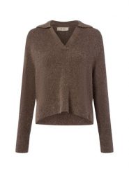 MOS MOSH Sweter damski z dzianiny z zawartością alpaki - MMThora Aidy Kobiety drobna dzianina beżowy|brązowy marmurkowy, XS. Brązowe swetry damskie Mos Mosh, xs, bez wzorów, z dzianiny, bez kołnierzyka, bez ramiączek, bez kaptura. Za 599.95 zł.