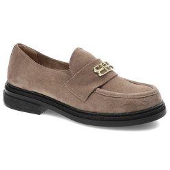 Brązowe Mokasyny Armodo Wsuwane Obuwie Damskie Z Broszką. Brązowe mokasyny damskie Armodo, bez wzorów, eleganckie, bez obcasa, bez zapięcia. Za 379.00 zł.