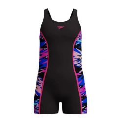 Dziewczęcy jednoczęściowy kostium kąpielowy Speedo HyperBoom Splice. Czarne stroje kąpielowe dla dziewczynek Speedo, bez wzorów, z nylonu. Za 169.00 zł.