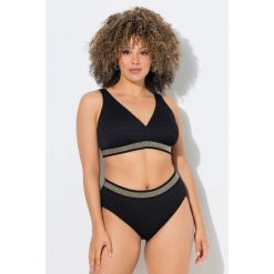 Damskie Bikini złote obrzeże miękkie miseczki regulowane ramiączka. Czarne bikini damskie Ulla Popken, plus size, bez wzorów, plus size. W wyprzedaży za 191.99 zł.