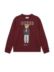 Guess Bluza L6YQ07 K4049 Bordowy Regular Fit. Czerwone bluzy dla chłopców Guess, z aplikacjami, z bawełny, bez ramiączek, bez kaptura. Za 174.99 zł.