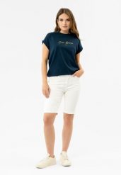 Szorty jeansowe, Slim Fit, E-NEDA. Białe szorty damskie Volcano, l, bez wzorów, z bawełny, klasyczne. Za 149.99 zł.