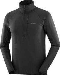 Bluza z zamkiem Salomon Essential Lightwarm HZ - deep black. Czarne bluzy męskie Salomon, m, bez wzorów, bez kaptura. Za 347.09 zł.