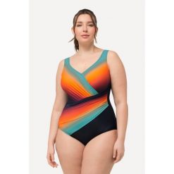 Damski Kostium kąpielowy cieniowanie miękkie miseczki drapowanie. Niebieskie kostiumy jednoczęściowe damskie Ulla Popken, plus size, bez wzorów, z elastanu, sportowe, plus size. Za 279.99 zł.