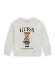 Guess Bluza K6YQ05 K4422 Kremowy Regular Fit. Białe bluzy dla dziewczynek Guess, z aplikacjami, z bawełny, bez ramiączek, bez kaptura. Za 174.99 zł.