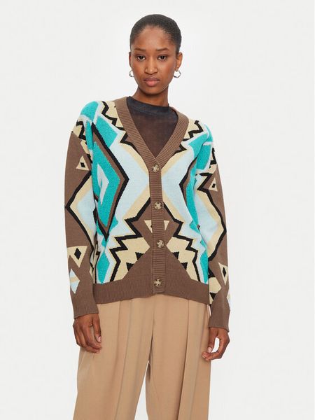 Fracomina Kardigan FJ24WT8001K468F8 Brązowy Regular Fit. Brązowe kardigany damskie Fracomina, xs, bez wzorów, z wiskozy, bez kołnierzyka, bez ramiączek, bez kaptura. Za 219.99 zł.