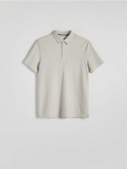 Koszulka polo regular fit - jasnoszary. Szare koszulki polo męskie Reserved, l, bez wzorów, z bawełny, bez ramiączek. Za 79.99 zł.