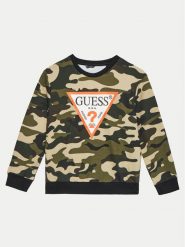 Guess Bluza L4BQ01 KAD73 Zielony Regular Fit. Zielone bluzy dla chłopców Guess, z aplikacjami, z bawełny, bez ramiączek, bez kaptura. Za 139.99 zł.