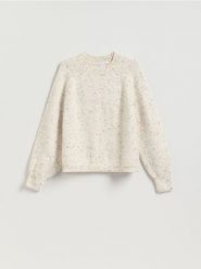Wzorzysty sweter - złamana biel. Swetry damskie Reserved, l, bez wzorów, z dzianiny, bez kołnierzyka, bez ramiączek, bez kaptura. Za 129.99 zł.