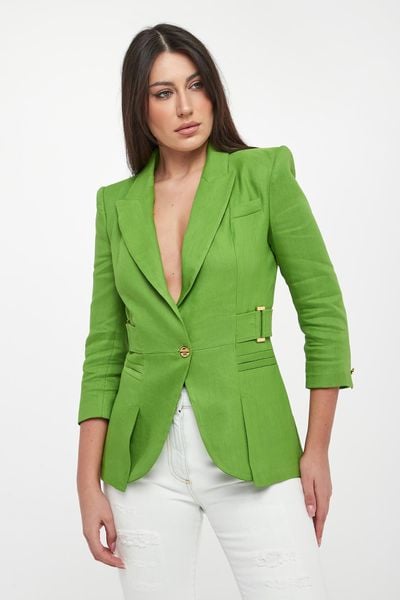 Żakiet z lnem ELISABETTA FRANCHI. Żakiety damskie Elisabetta Franchi, bez wzorów. Za 3,189.00 zł.