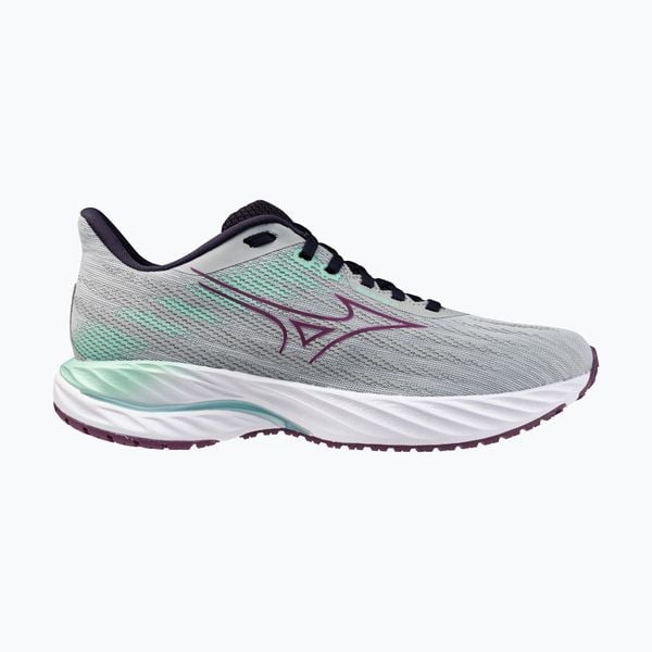 Buty do biegania damskie Mizuno Wave Inspire 21 pearl blue/dark purple/ice green. Szare obuwie sportowe damskie Mizuno, bez wzorów, do biegania, mizuno wave. Za 599.99 zł.