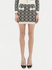 Elisabetta Franchi Spódnica mini GK-04B-47E2-V260 Czarny Slim Fit. Czarne spódnice damskie Elisabetta Franchi, bez wzorów, z syntetyku, mini. Za 999.99 zł.