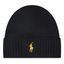 Czapka Polo Ralph Lauren. Czarne czapki i kapelusze męskie Polo Ralph Lauren, na zimę, bez wzorów. Za 359.99 zł.