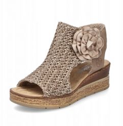 Rieker Sandals 63791-60 szary 36. Szare sandały damskie Rieker, bez wzorów, bez obcasa, bez zapięcia. Za 294.22 zł.