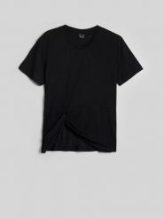 4F T-shirt regular z marszczeniem i modalem damski - czarny S. Czarne t-shirty damskie 4f, s, bez wzorów, z materiału, klasyczne, bez kołnierzyka. Za 89.99 zł.