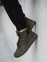 Buty męskie sneakersy za kostkę - khaki V4 - Rozmiar: 42. Brązowe buty sportowe męskie Ombre Clothing, z materiału, za kostkę, bez zapięcia. W wyprzedaży za 99.99 zł.