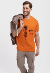 T-shirt bawełniany, Comfort Fit, T-ROADBIKE. Brązowe t-shirty męskie Volcano, na wiosnę, l, bez wzorów, z bawełny, sportowe, bez kołnierzyka. Za 69.99 zł.