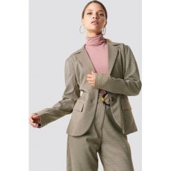 NA-KD Classic Marynarka w kratkę - Brown,Beige. Brązowe żakiety damskie NA-KD Classic, w kratkę, z materiału. Za 283.95 zł.