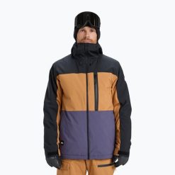 Kurtka snowboardowa męska Quiksilver Sycamore Block 20K. Brązowe kurtki snowboardowe męskie Quiksilver, l, bez wzorów, z materiału, bez kaptura, snowboardowy. Za 929.25 zł.