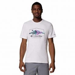 T-shirt bawełniany męski Columbia Path Lake Graphic Tee II z krótkim rękawem. Białe t-shirty męskie Columbia, m, bez wzorów, z bawełny, bez kołnierzyka. Za 94.99 zł.