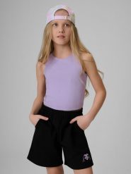4F Crop top slim gładki dziewczęcy - fioletowy 122 (6-7 lat). Fioletowe t-shirty i topy dla dziewczynek 4f, bez wzorów, z bawełny, bez ramiączek. Za 39.99 zł.