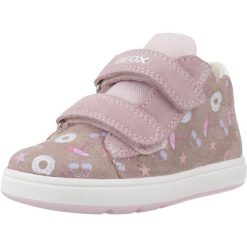 Buty GEOX B BIGLIA GIRL Rose. Czerwone obuwie sportowe damskie Geox, bez wzorów, ze skóry, na fitness i siłownię. Za 203.99 zł.