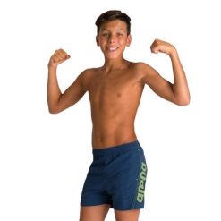 Szorty chłopięce spodenki kąpielowe sportowe na basen plażę Arena Boxer. Niebieskie kąpielówki dla chłopców Arena, bez wzorów, sportowe. Za 79.99 zł.