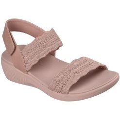 Sandały damskie Skechers Arya Favorite Finds. Czerwone sandały damskie Skechers, bez wzorów, z materiału, bez obcasa, bez zapięcia. Za 390.00 zł.