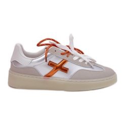 Niskie Buty Sportowe Damskie Srebrne srebrny. Szare obuwie sportowe damskie bez wzorów, ze skóry. Za 139.80 zł.