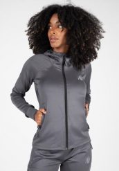 Halsey Kurtka dresowa - Szary. Szare kurtki damskie GORILLA WEAR, xs, bez wzorów, z dresówki, bez kaptura, na fitness i siłownię. Za 320.00 zł.