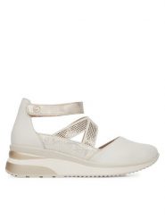 Remonte Półbuty D2411-81 Beżowy. Brązowe półbuty damskie Remonte, bez wzorów, ze skóry, bez obcasa, na koturnie, bez zapięcia. Za 369.99 zł.