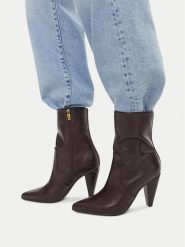 MEXX Botki EO-MI001804363W Brązowy. Brązowe botki damskie Mexx, ze skóry, bez obcasa, na słupku, bez zapięcia. Za 379.99 zł.