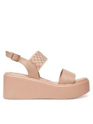 Clara Barson Sandały 3T8482-26 Różowy. Czerwone sandały damskie Clara Barson, bez wzorów, z materiału, bez obcasa, na koturnie, bez zapięcia. Za 95.99 zł.