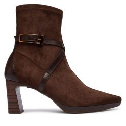 Botki Hispanitas. Brązowe botki damskie Hispanitas, bez obcasa, na słupku, bez zapięcia. Za 859.99 zł.