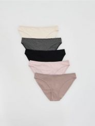 Bawełniane majtki typu bikini 5 pack - czarny. Czarne bikini damskie Reserved, l, bez wzorów. Za 79.99 zł.