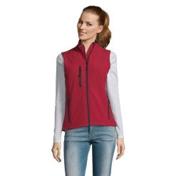 Damska Kamizelka Bez Rękawów Rallye Softshell. Czerwone kurtki sportowe damskie SOL'S, s, bez wzorów, z softshellu, bez kaptura, trekkingowe. Za 185.99 zł.