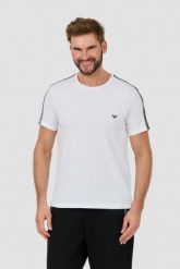 EMPORIO ARMANI Biały męski t-shirt bande logo, Rozmiar XL. Białe t-shirty męskie Emporio Armani, l, bez wzorów, bez kołnierzyka. W wyprzedaży za 171.99 zł.