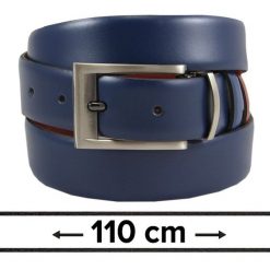 Pasek Dwustronny do Spodni Granatowo-Brązowy 110 cm, Elegancki, Męski, Skórzany -VICTORIO. Brązowe paski damskie Victorio, bez wzorów, ze skóry, eleganckie. Za 99.00 zł.