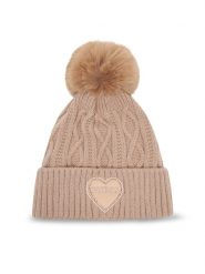 Guess Czapka J4BZ00 Z2QP0 Beżowy. Brązowe czapki dla dzieci Guess, na zimę, z aplikacjami, z materiału. Za 119.99 zł.