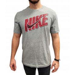 Koszulka Męska Nike M Nsw Tee 12Mo Swoosh/Nk. Szare koszulki sportowe męskie Nike, m, bez wzorów, z bawełny, bez kołnierzyka, bez ramiączek, na fitness i siłownię. Za 118.80 zł.