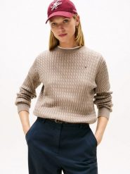 Tommy Hilfiger Sweter z dzianiny Kobiety Bawełna beżowy|brązowy, XL. Brązowe swetry damskie Tommy Hilfiger, xl, bez wzorów, z bawełny, eleganckie, bez kołnierzyka, bez ramiączek, bez kaptura. Za 429.95 zł.