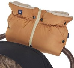 Rękawiczki Mufki do wózka dwuczęściowe Beżowa Wełna premium + Melanż Beżowy U. Brązowe rękawiczki dziecięce Zaffiro, bez wzorów, z wełny. Za 109.99 zł.