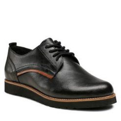 Oxfordy Lasocki. Czarne półbuty damskie Lasocki, bez wzorów, bez obcasa, bez zapięcia. Za 199.99 zł.