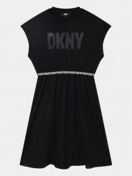 DKNY Sukienka codzienna D32898 D Czarny Regular Fit. Czarne sukienki dla dziewczynek DKNY, bez wzorów, z syntetyku, bez ramiączek. Za 859.99 zł.