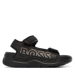Sandały BOSS. Czarne sandały chłopięce Boss, bez zapięcia. Za 150.99 zł.