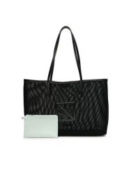 Calvin Klein Torebka Emblem Mesh Tote LV04F3380G Czarny. Czarne torebki do ręki damskie Calvin Klein, bez wzorów, z materiału, bez dodatków. Za 529.99 zł.