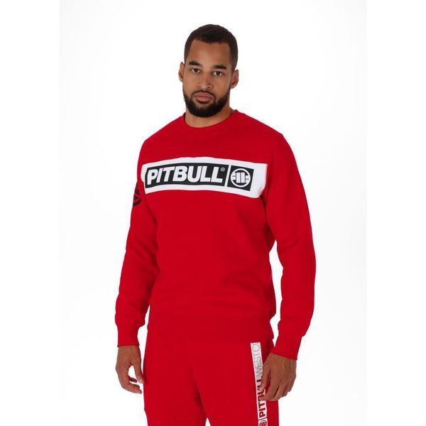 Bluza męska Pitbull Sherwood. Czerwone bluzy męskie PITBULL, l, bez wzorów, bez kaptura, na fitness i siłownię. Za 199.00 zł.