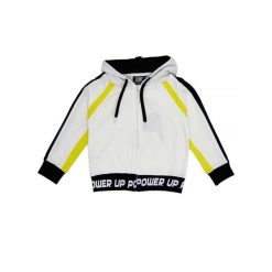 Neonowa bluza dziewczęca z kapturem i zamkiem. Białe bluzy dla dziewczynek LEONE 1947 APPAREL, bez wzorów, bez ramiączek, z kapturem. W wyprzedaży za 129.00 zł.